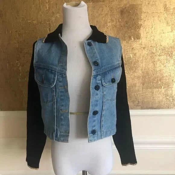 Romeo Romeo denim jean knit jacket S - Picture 2 of 10